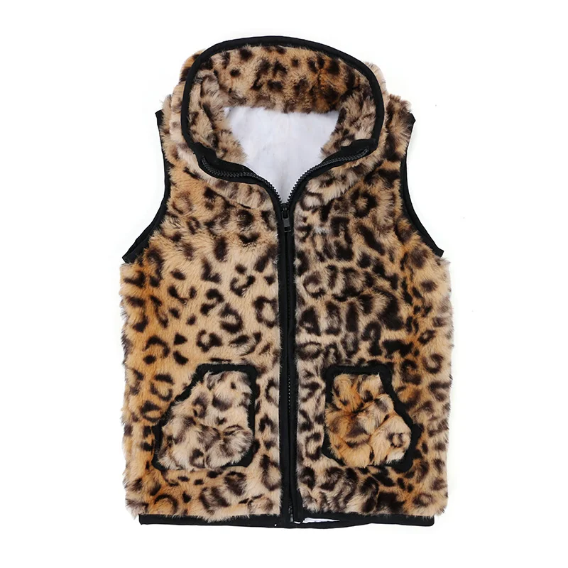 
Hot Sale Baby Clothes New Design Leopard Winter Kids Girls Fur Vest 