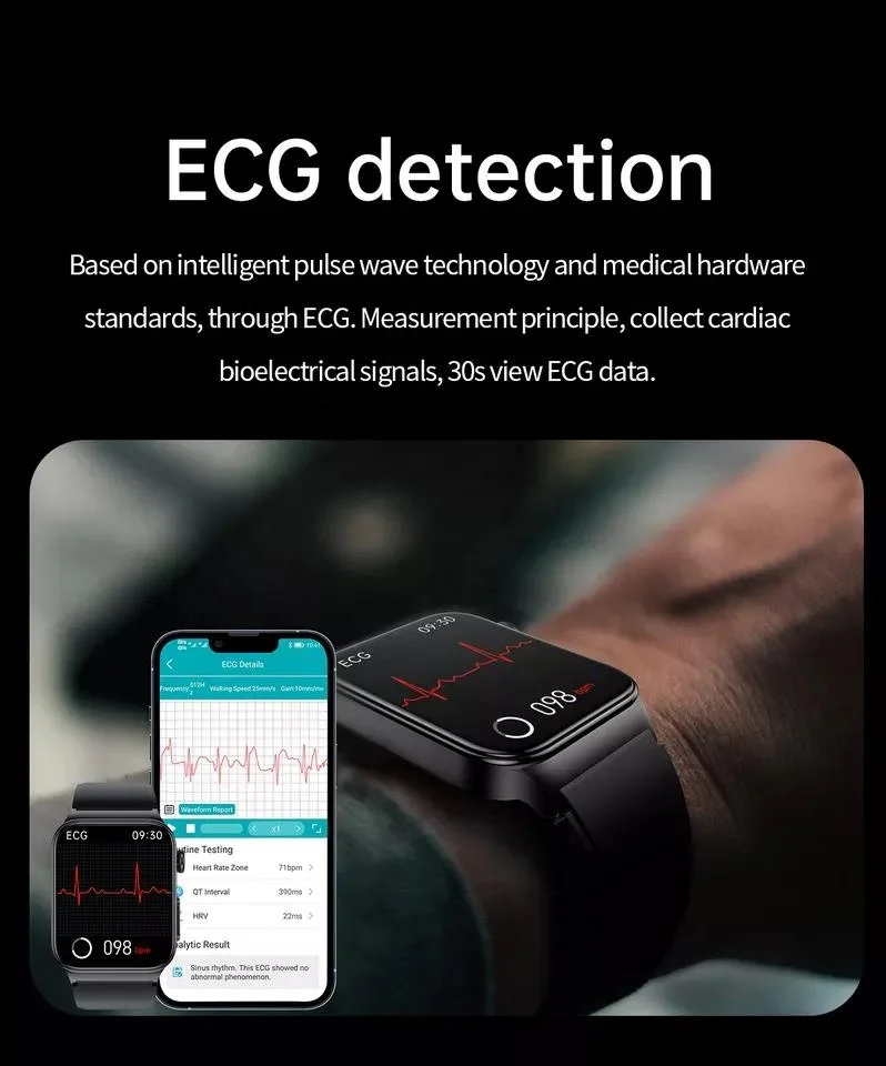 2022 latest Smart Watch True Heart Rate Blood Pressure Blood Oxygen Monitoring Blood Glucose Health ECG E500 Smart Watch