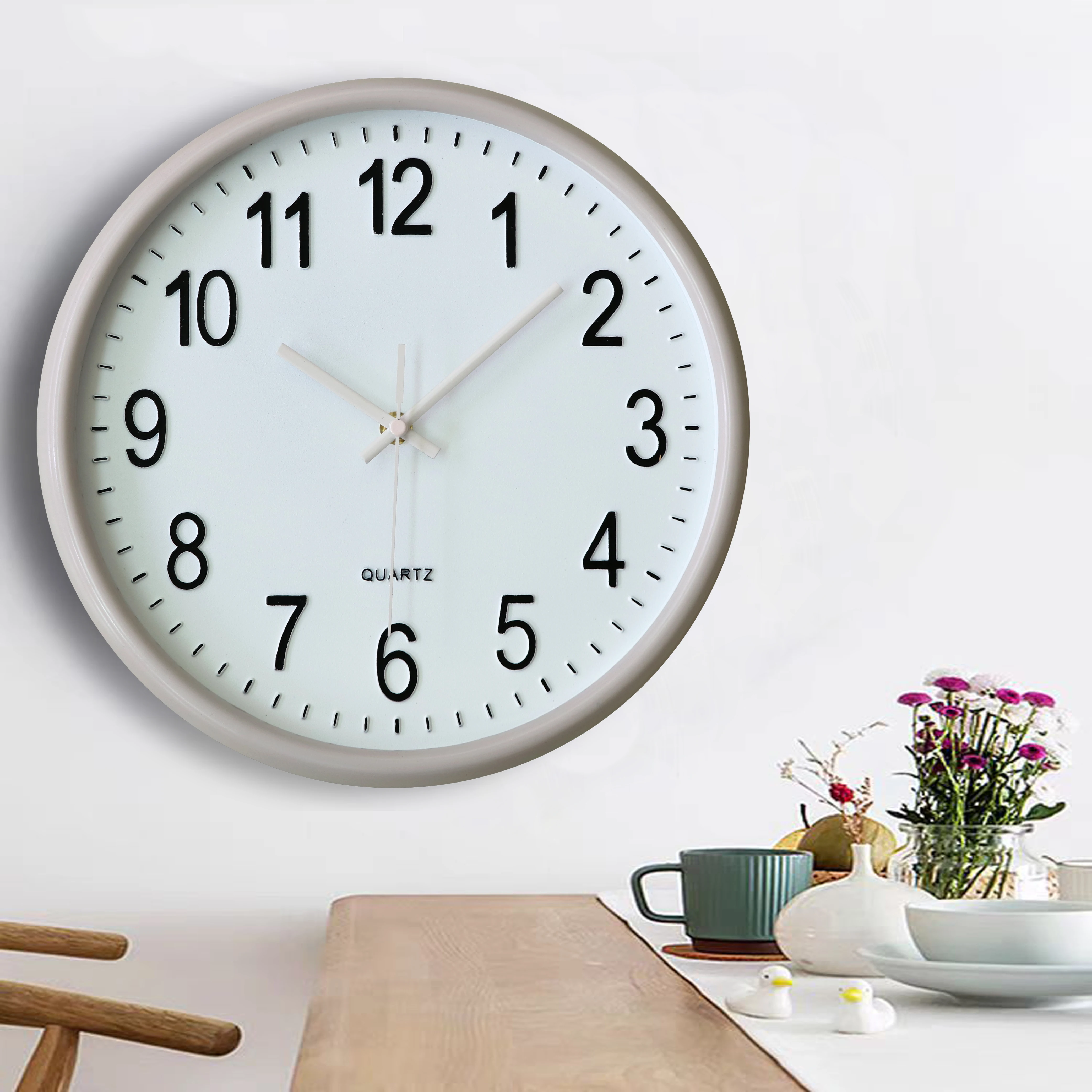 Hot selling customized European modern wall clock round simple 3D digital easy to read plastic wall clock