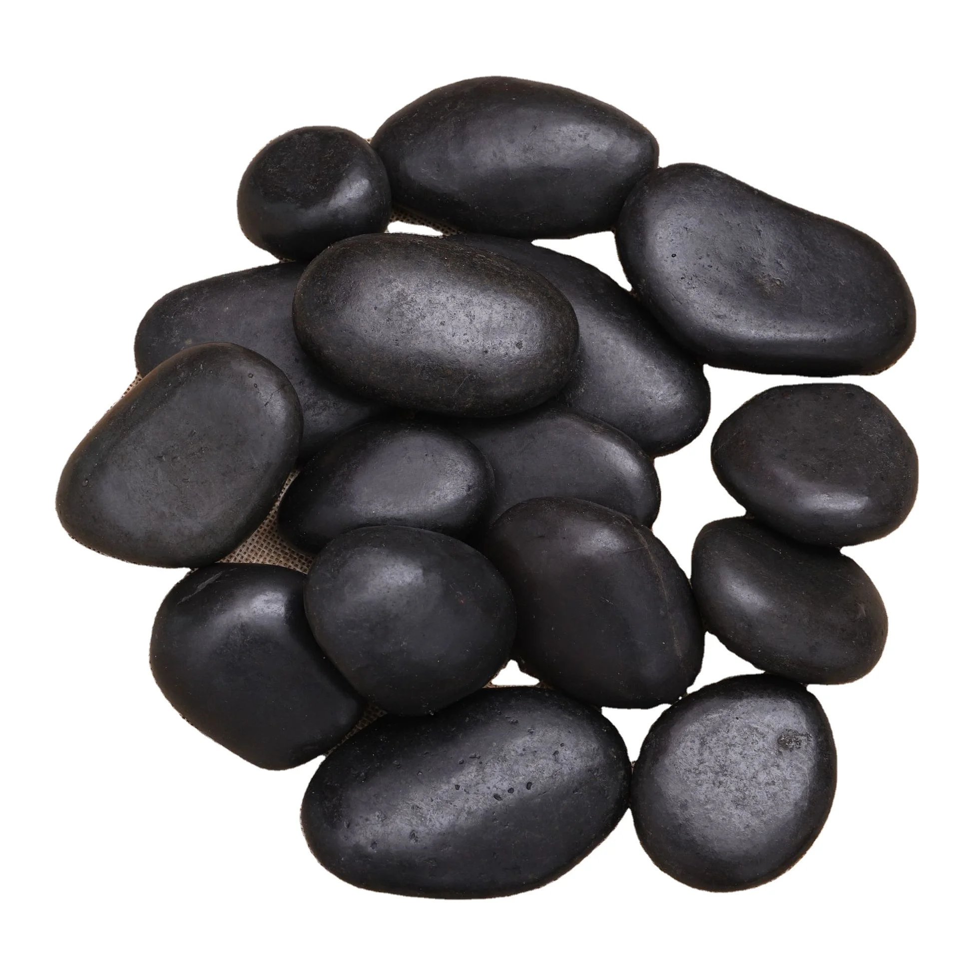 1-2 cm 2-5 cm 5-8 cm Natural Normal Polished Black Stone Pebbles Round Rocks Stone for Park Square Landscape Stone