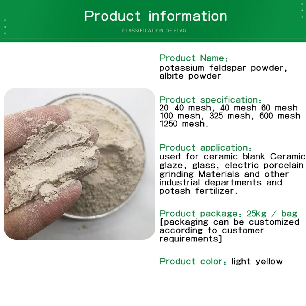 Chinese Suppliers Supply Fine Powder 200 Mesh Potassium Feldspar Powder Ceramic Glaze Added Flass Manufacturing