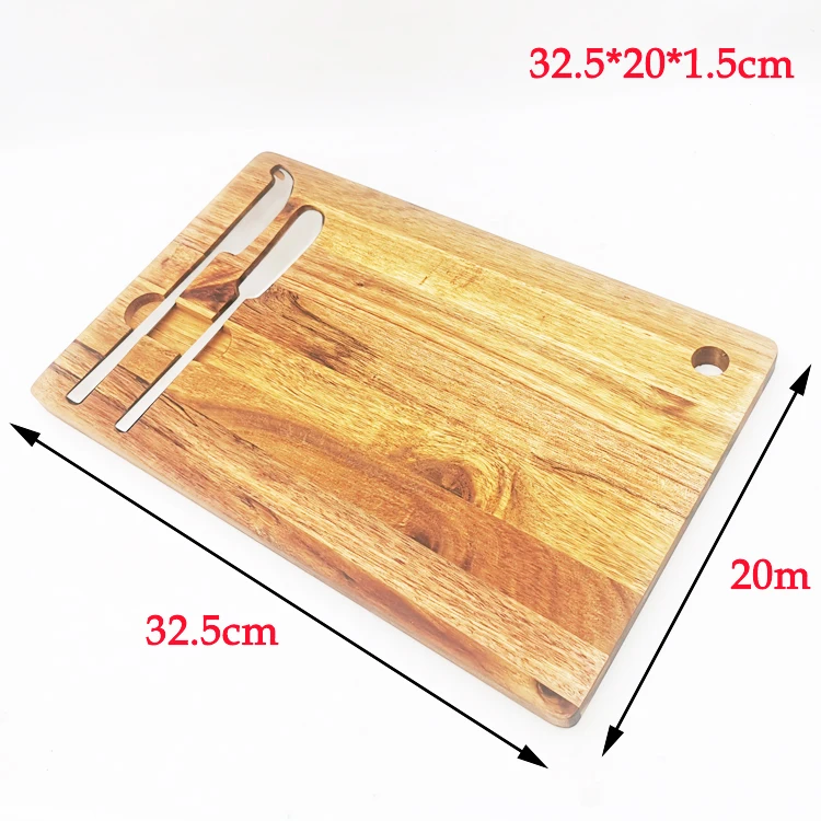 New Design Wooden Cutting Board Charcuterie Platter with Gold Knife Set Acacia Wood Cheese Serving Board