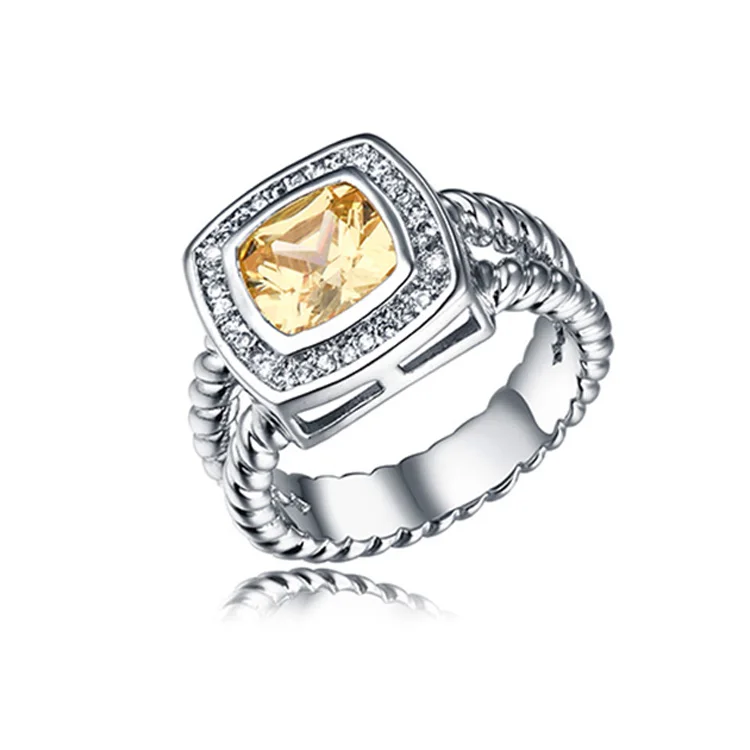 Keiyue 925 silver italian sterling silver square with ca stone lord of the rings men rings silver plated