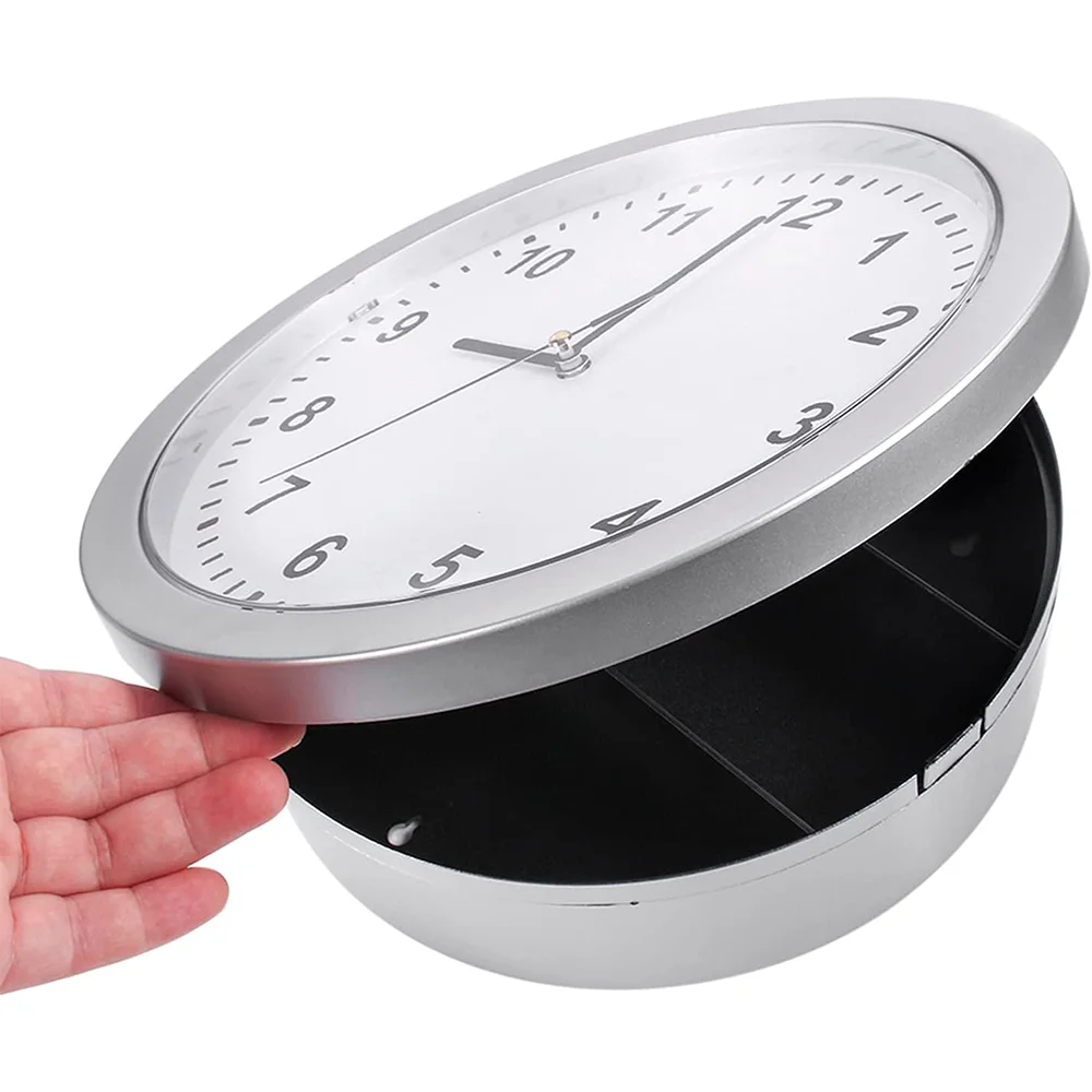 Hidden Working Wall Clock Three Compartment Shelf Diversion Safe Secret Stash Valuables Security Container Organizer