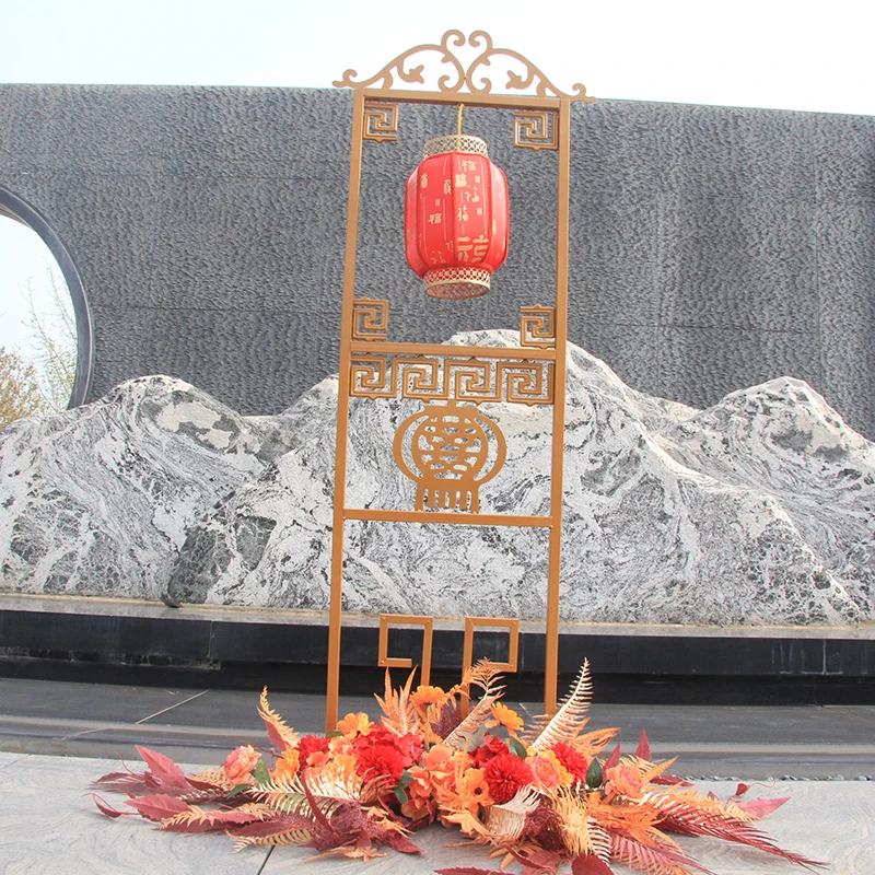 Wedding Decoration Gold Metal Round Circle Flower Stand Table Centerpiece Geometric Hollow Golden Waist Flower Arrangement