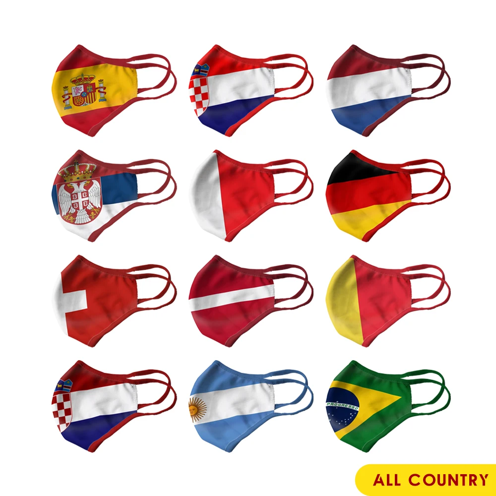Flagnshow world cup 2022 printing cloth mask soccer fan world cup accessories all country flag mask for world cup