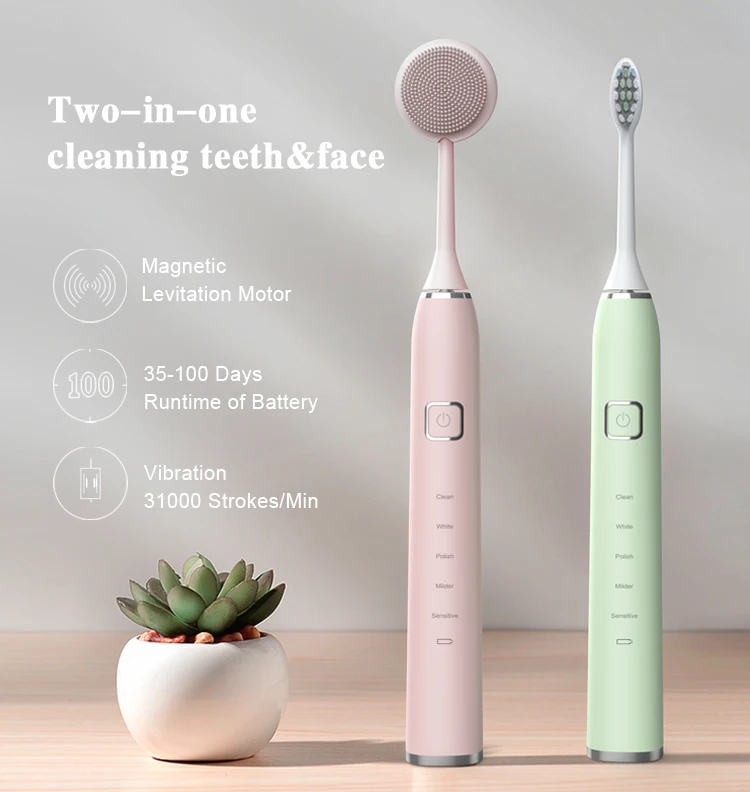 
Travel OEM Electric Toothbrush With Brush Head Holder and Wireless Inductive Charging 