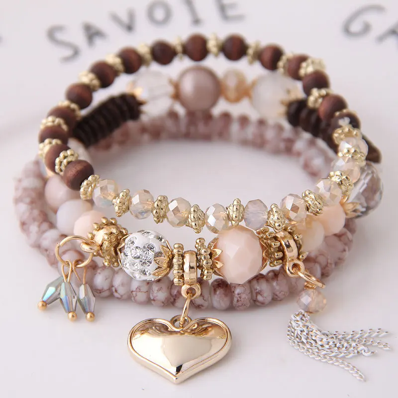  New romantic bead jewelry custom design stone bracelets women bracelete gold plated