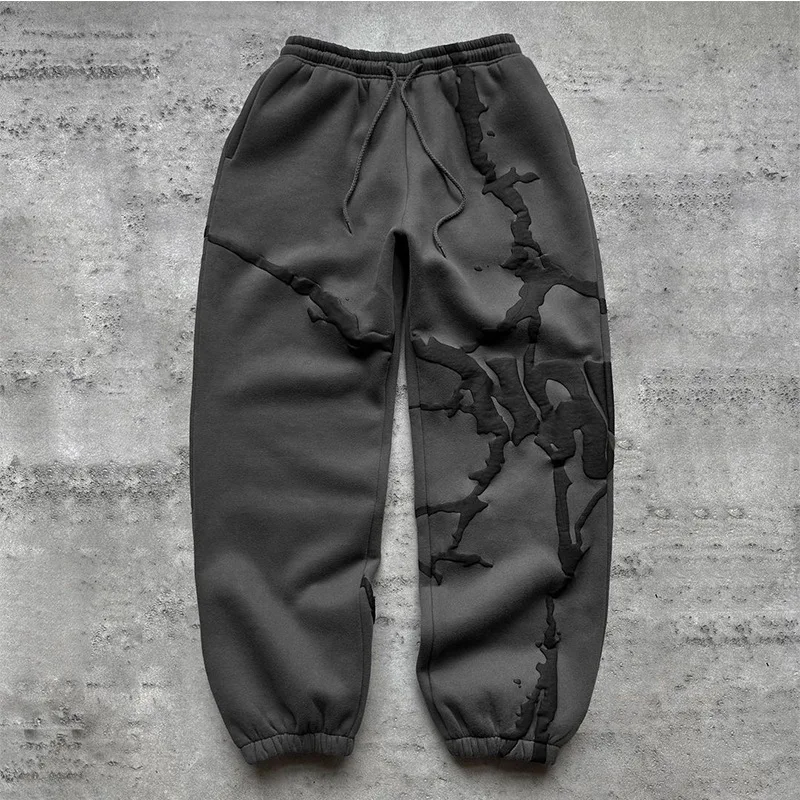 High Quality Custom Puff Print Pullover Hoodies Set Hip-Hop Zip Hoodie Jacket Jogger Pants Tracksuits Two Piece Set 3D Printing