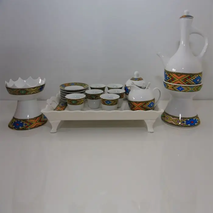 2022 New arriving Rekebot ceramic foot tray for coffee and ethiopian Injera