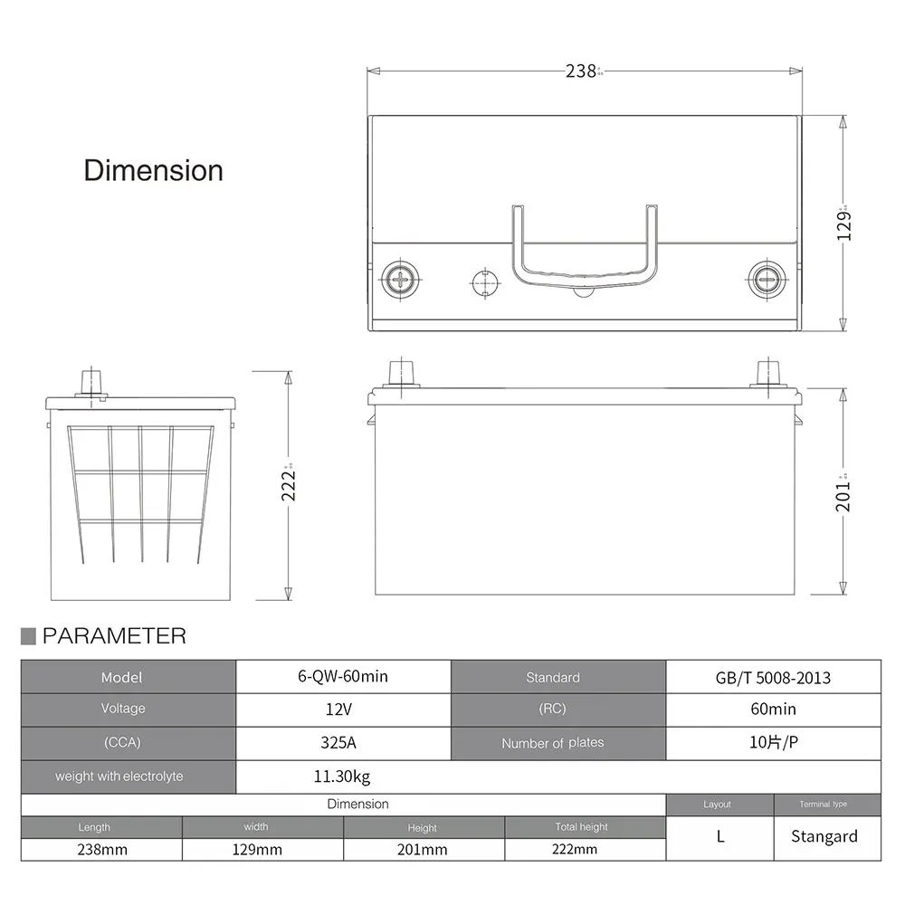 XUPAI 6-QW-60MIN/55B24R/L 12V45AH for HONDA CRV auto batteries