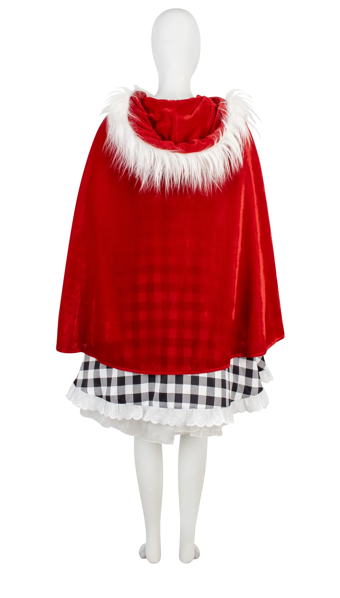 Cindy Lou Who Coaplay Costume Red Hood Cloak Plaid Dress Green Braid  Monster Cosplay Costume Christmas Outfit Women Girls