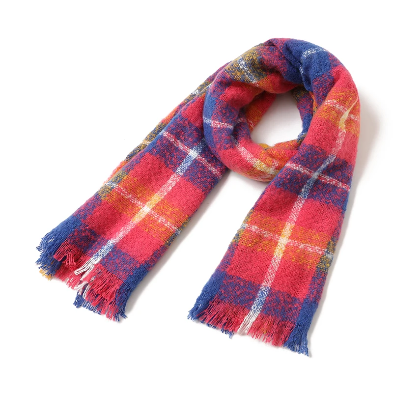 Polyester Hidjab Knitted Scarf Designer Thick Poncho Shawl Cloak Plain Scarves Women Warm Wear