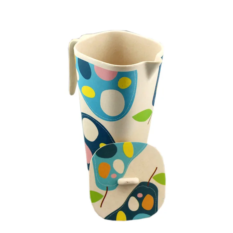 bamboo fiber fashion eco-friendly blue printed color cup bowl plate jug dinner set