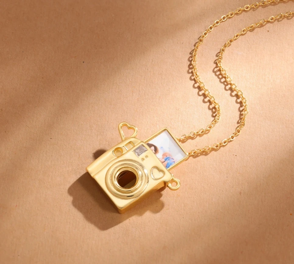 Custom Engraved Locket With Photo Necklace Mini Camera Photo Necklace Gift For Her Best Friend Gift Gift For Camera Lover
