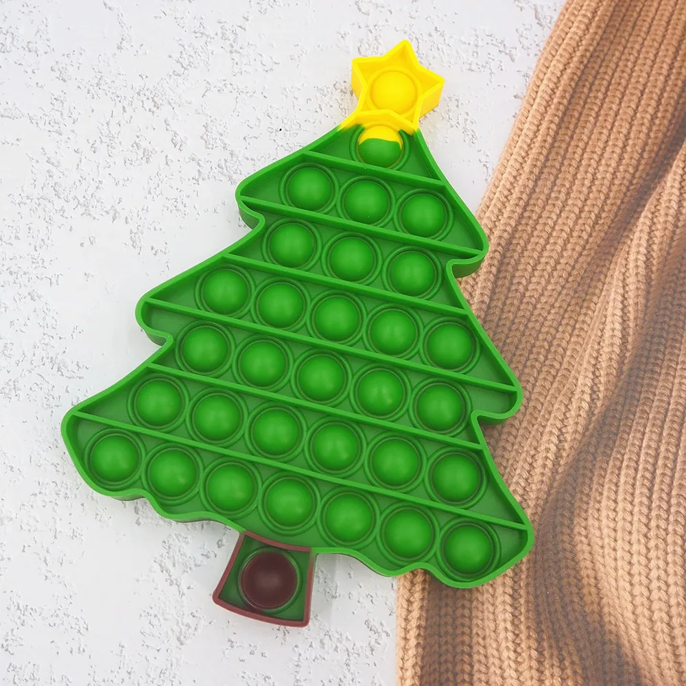 Pop Christmas Tree Shape Fidget Toys Push Bubble Anti Stress Toy Children Sensory Training Christmas Gifts