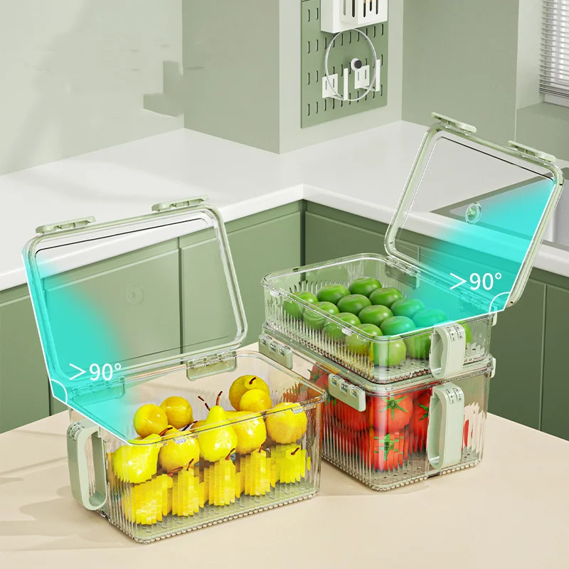 OWNSWING Food Storage Containers For Refrigerator Fruits Storage Container Fresh Produce Saver Containers With lid And Handle