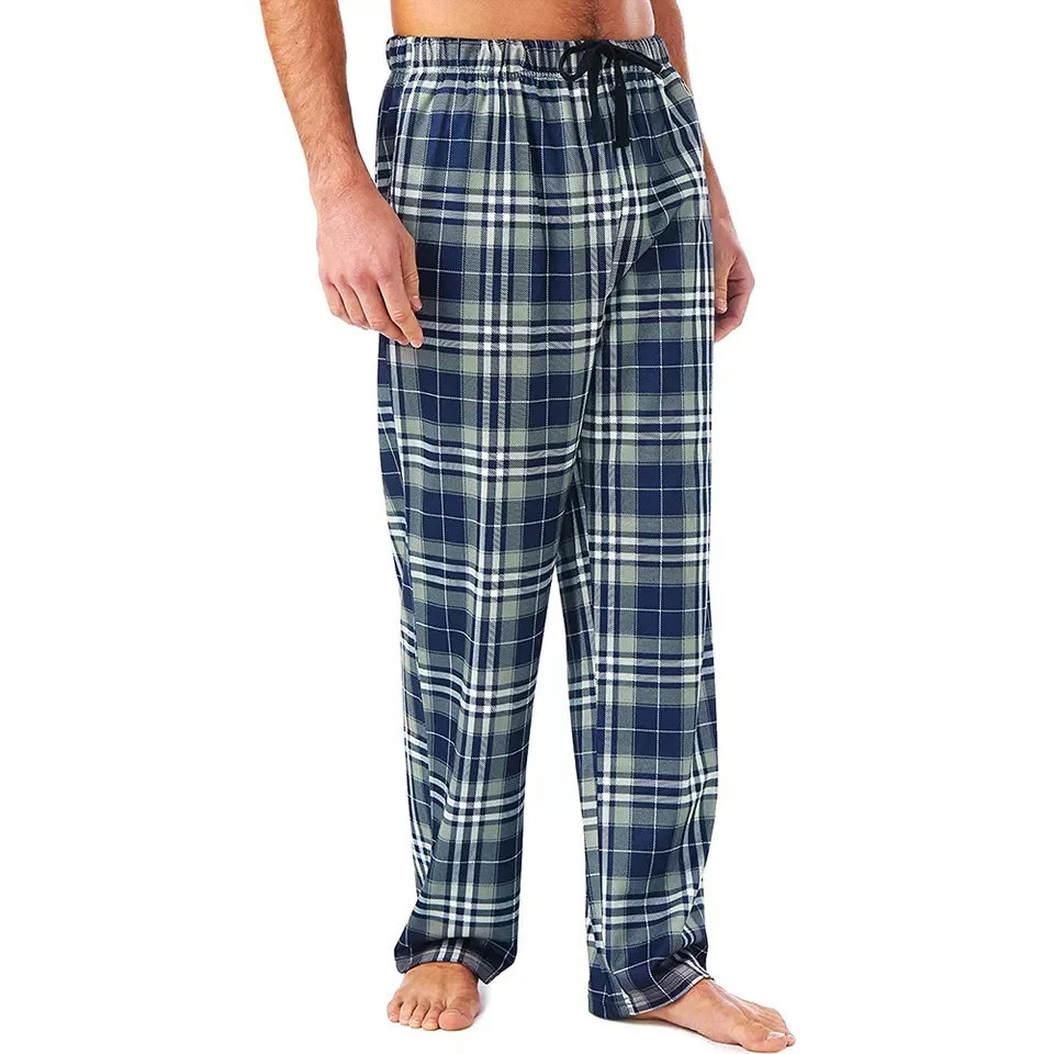 Autumn And Winter Men Plaid Pajama Pants Couples Home Trouser Flannel Cloth Ground Wool Large Size Loose Warm