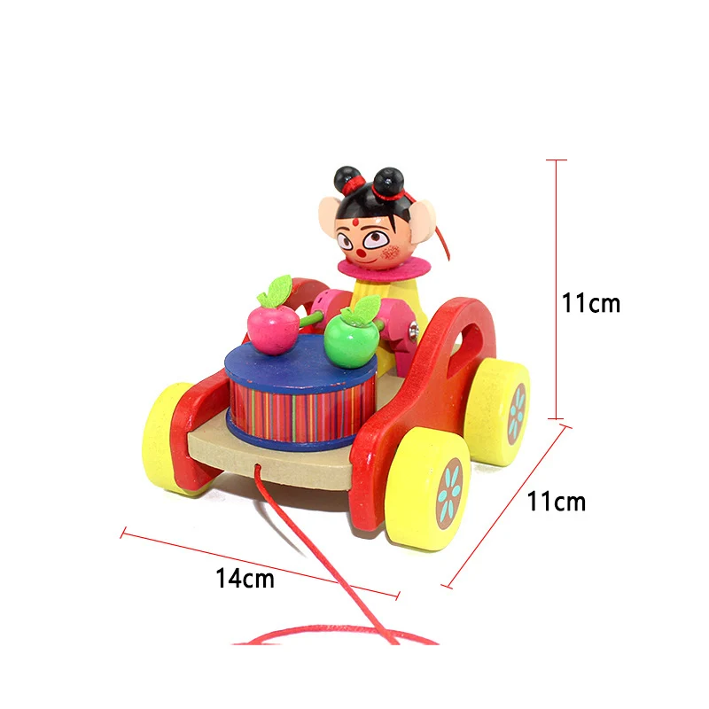 Wholesale Eco-freindly Pull Toy Car Wooden Early Educational Toddler Walking Learning Wooden Toy Car