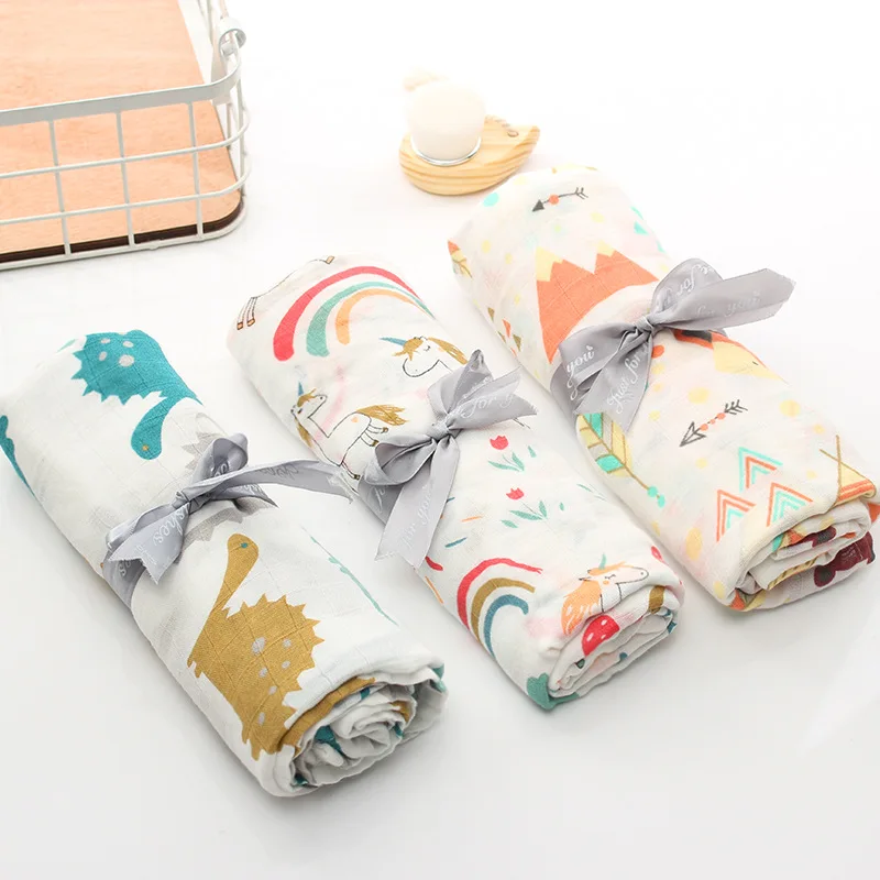 Cotton Bamboo Baby Blanket Super Soft Muslin Diaper for Newborns 120x120 Kids Swaddle Wrap Children Bath Towel Blanket
