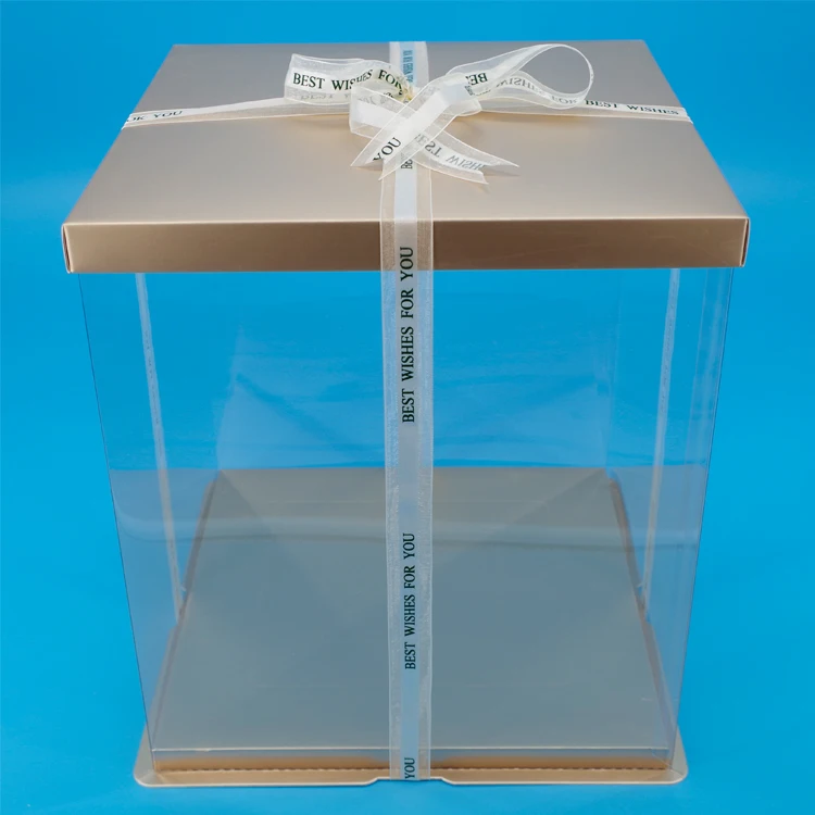 11x 11 inch Colored Strong Base Plain Clear Paper Cake Packaging Box for Large 4 tiers Cake Einweg-Tortenschachtel