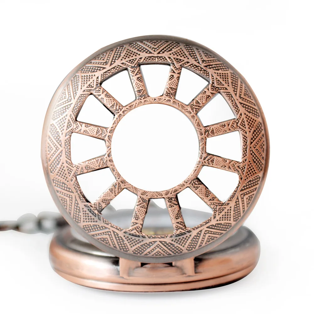 Antique Hollow Manual Bronze Hand Winding Mechanical Retro Roman Sun Pocket Watch