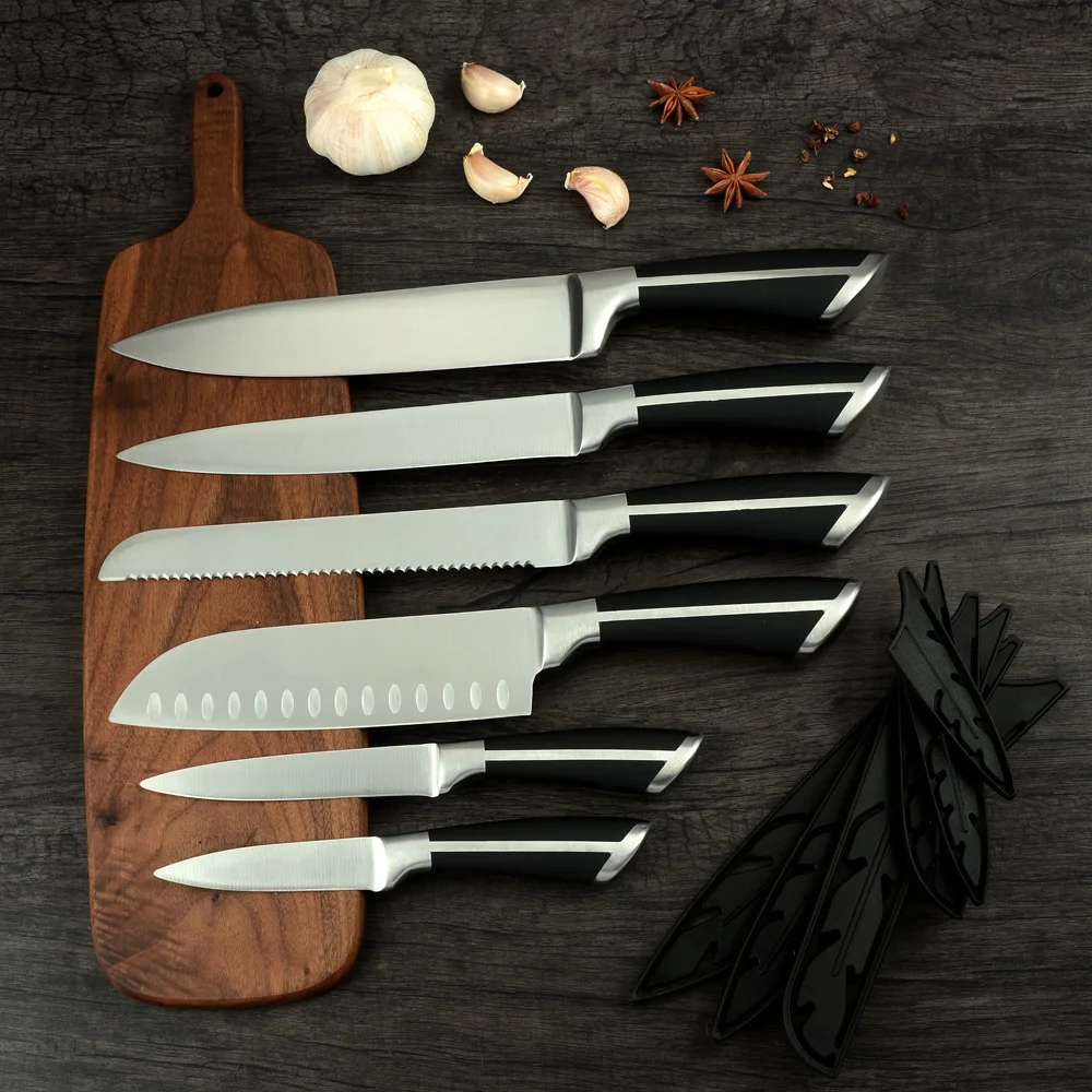 2020New Design 6Pcs Stainless Steel Knives Meat Knife Set Japanese Style Santoku Professional Kitchen Knife Set for Chef Cooking