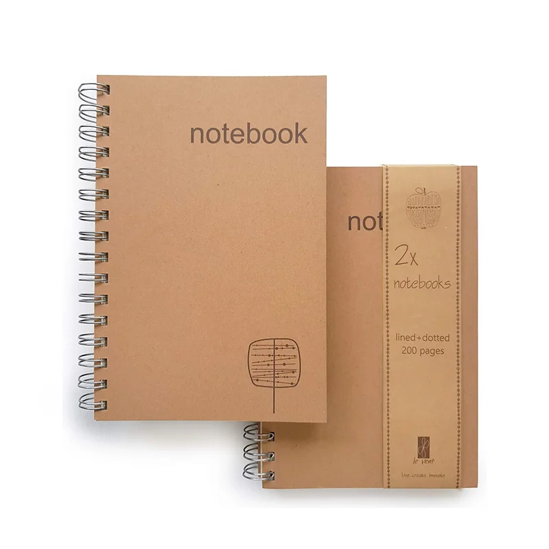 wholesale A6 Kraft Cover spiral notebook with Sticky Notes Custom Logo Kraft notepad