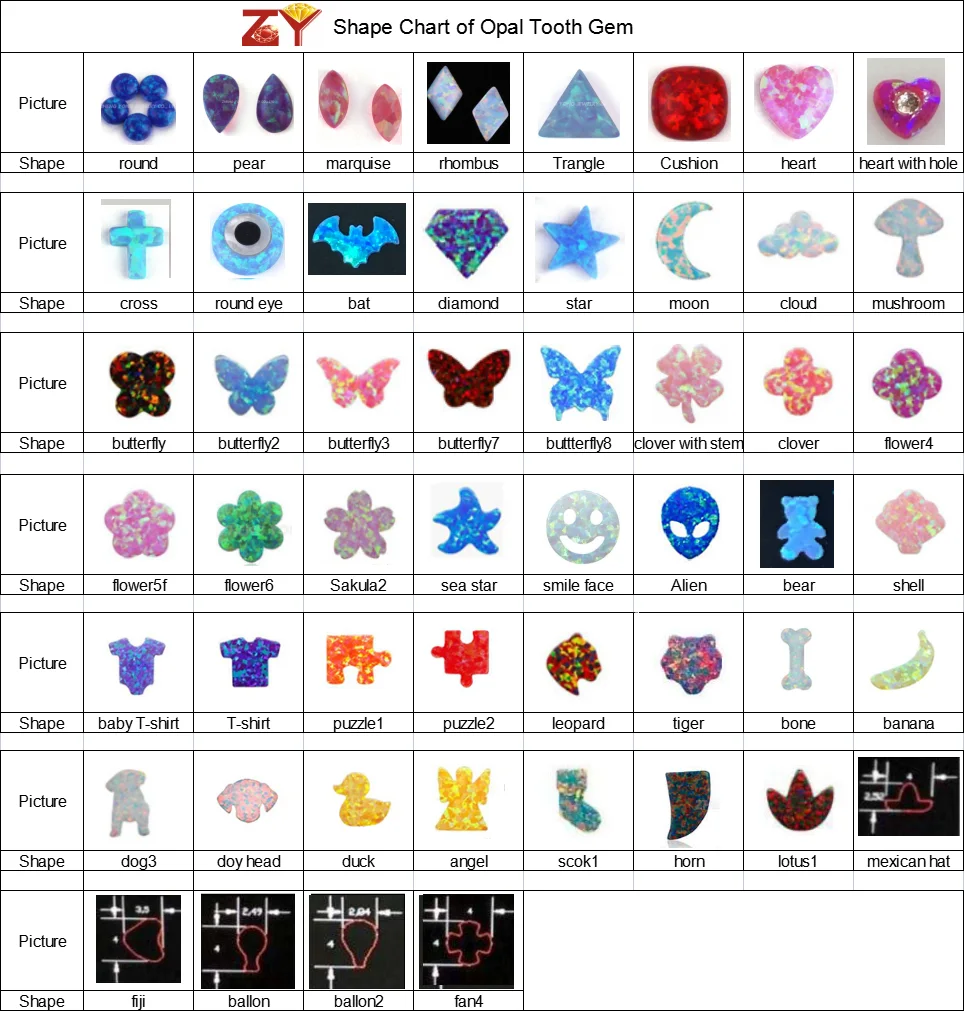 2024 unisex design animal lovely tooth gem starfish 4mm synthetic bello opal diy color stick stone for tooth dental jewelry