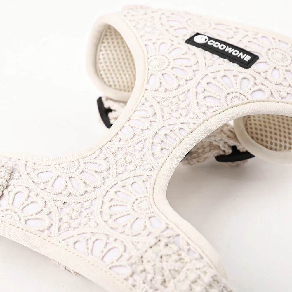 Personalised Crochet Dog Harness Adjustable Collar Leash And Poop Bag Pet Training Supplies Embroidered Dog Harness