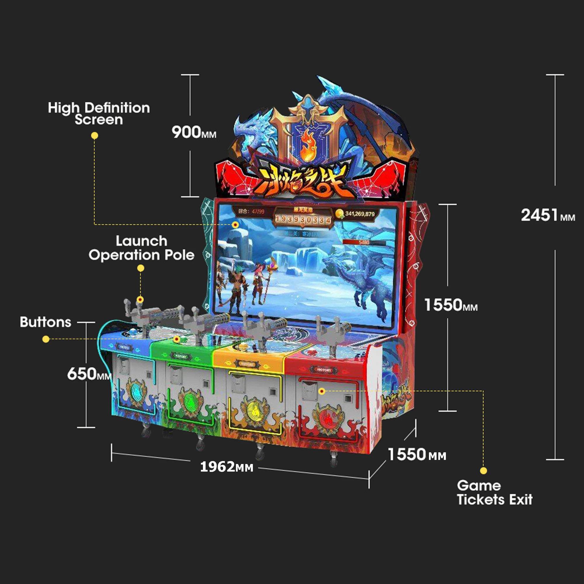 4 игрока Монетный симулятор стрельбы игровой автомат с ледяной рамой аркадный для комнаты