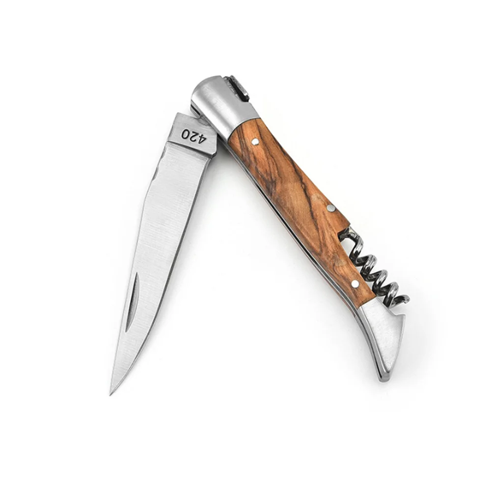 high quality French wooden handle multifunction Laguiole folding pocket knife with Corkscrew