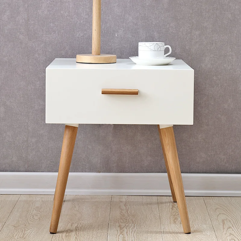 Modern Design Wooden Bedside Table With Drawer And Solid Wood Legs nightstand for bedroom home furniture