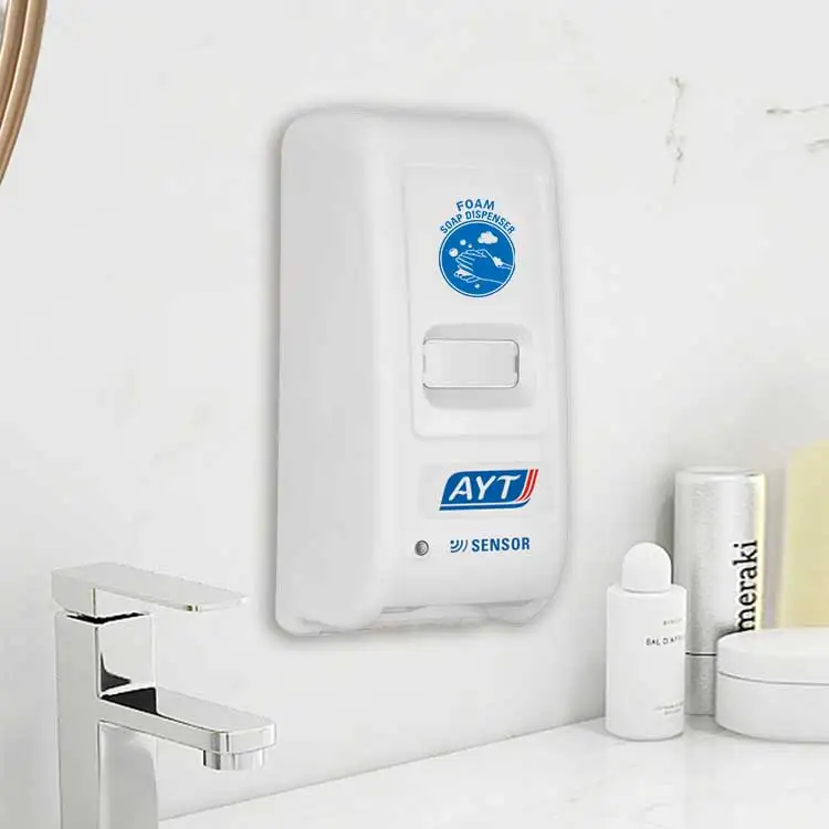 Bathroom plastic 1000ml white foaming wall mounted automatic touchless liquid soap dispenser