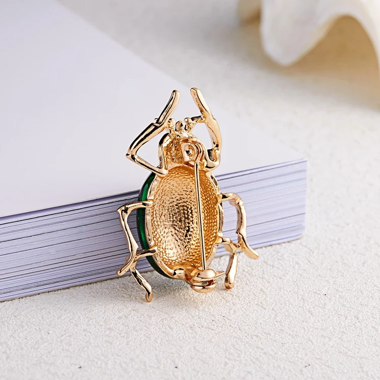 Rinhoo Fashion Rhinestone Crystals Enamel Animal Beetle Girls Brooch For Women