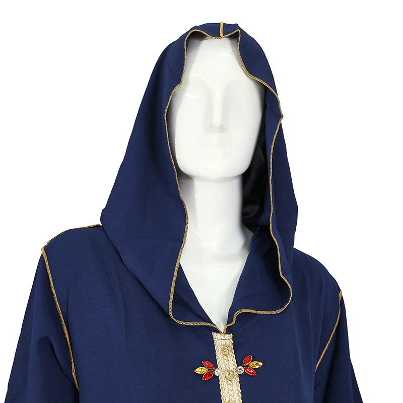 New abaya designs 2023 islamic clothing hooded diamond wholesale dubai muslim dress for women turkis with gold trim