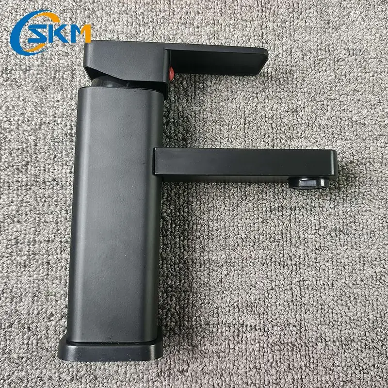 SAKEMI Stainless Steel Black Bathroom Wash Basin Faucet Black Sink Hot Cold Water Mixer Face Basin Tap