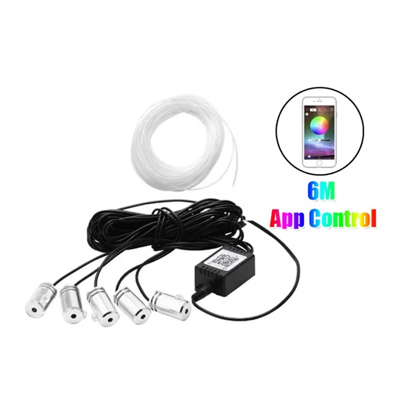 RGB светодиодные Ace Ns атмосферные автомобильные лампы, внутреннее освещение, волоконно-оптические полосы, освещение музыки, 8 м волокно для автомобиля