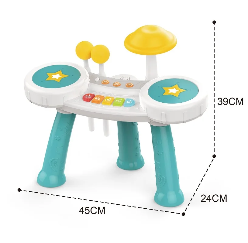 Huanger Multi-functional Musical Educational Baby Piano And Drum Set Instrument Toys With Sound