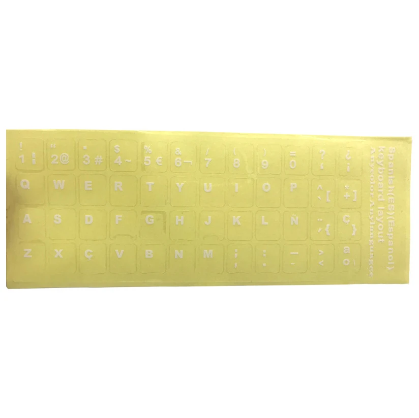 Пользовательский Ноутбук прозрачный черный простой белый ПВХ наклейка на клавиатуру печатные наклейки на НОУТБУК Испанский
