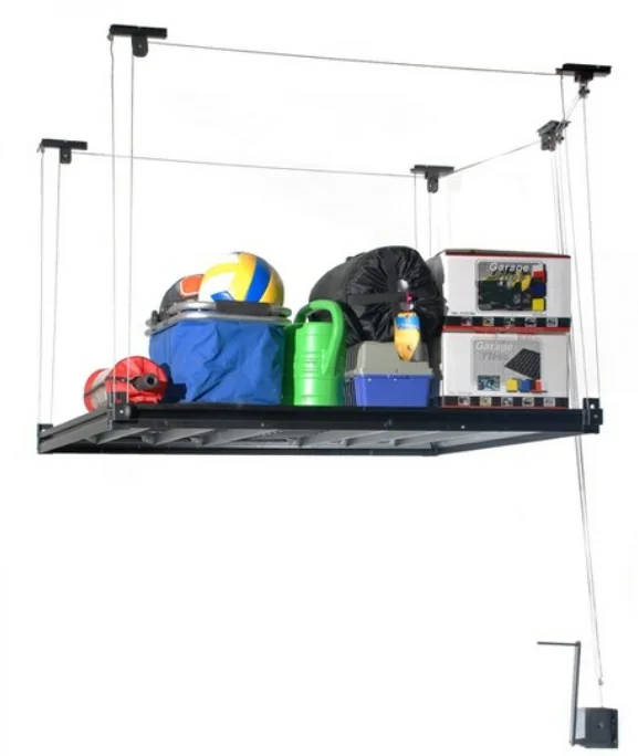 250Lbs Easy To Install Hand-Lift Ceiling Storage For Storage Space, Save Floor, Wall Space.
