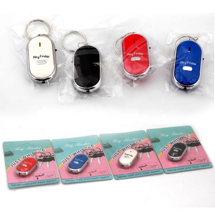 LED light torch remote anti-lost smart alarm  whistle key finder sound control keyring locator keychain