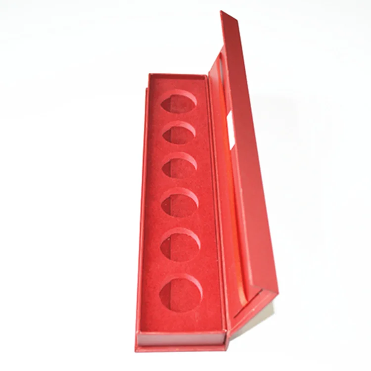 Magnet closure printing glossy lamination hot stamping logo special coin packing paper box with eva holes