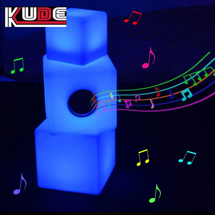 RGB Glowing LED Cube Light With Speaker Battery Rechargeable LED Music Table Lamp
