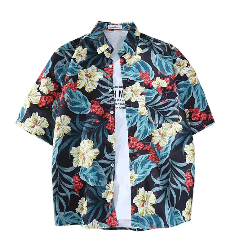 China Manufactory Summer Custom Bowling Shirt Cotton Printed Beach Hawaiian Shirts Suppliers