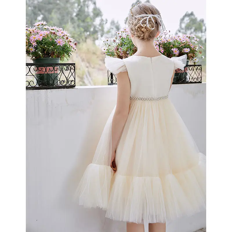 Custom Color New Fashion Ruffle Sleeve Princess Ball Gown Pattern Kids Birthday Wedding Party Tulle Flower princess girl dress