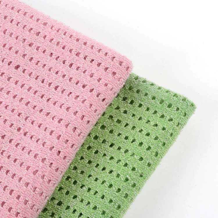 
Cheap price OEM single knitted plain dyed knit single jacquard metallic lurex acrylic fabric 