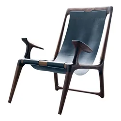 Outdoor Leather Lounge Chair Wooden Antique Leisure Chaise Wishbone Chair