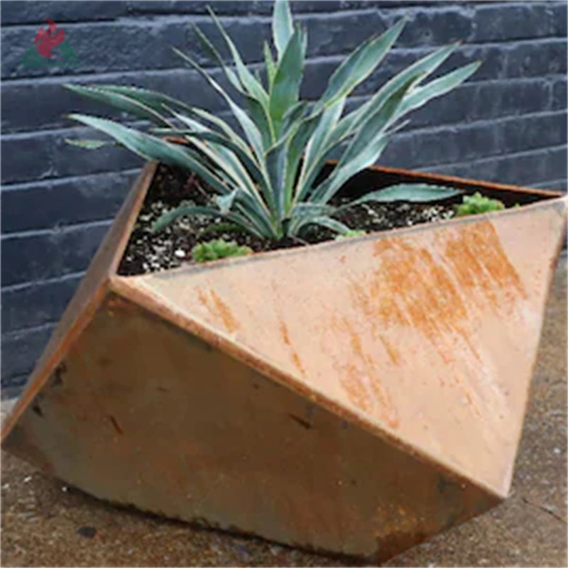 Cheap Big Outdoor Stainless Steel Vase  Gold Color Flower Pots Corten Steel Flower Planter
