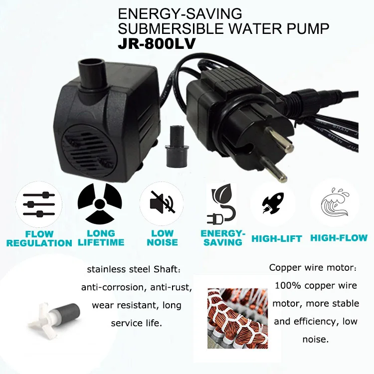 JR-800LV 12W 800L/h 12V Submersible Water Pump For Aquariums And Garden Pond